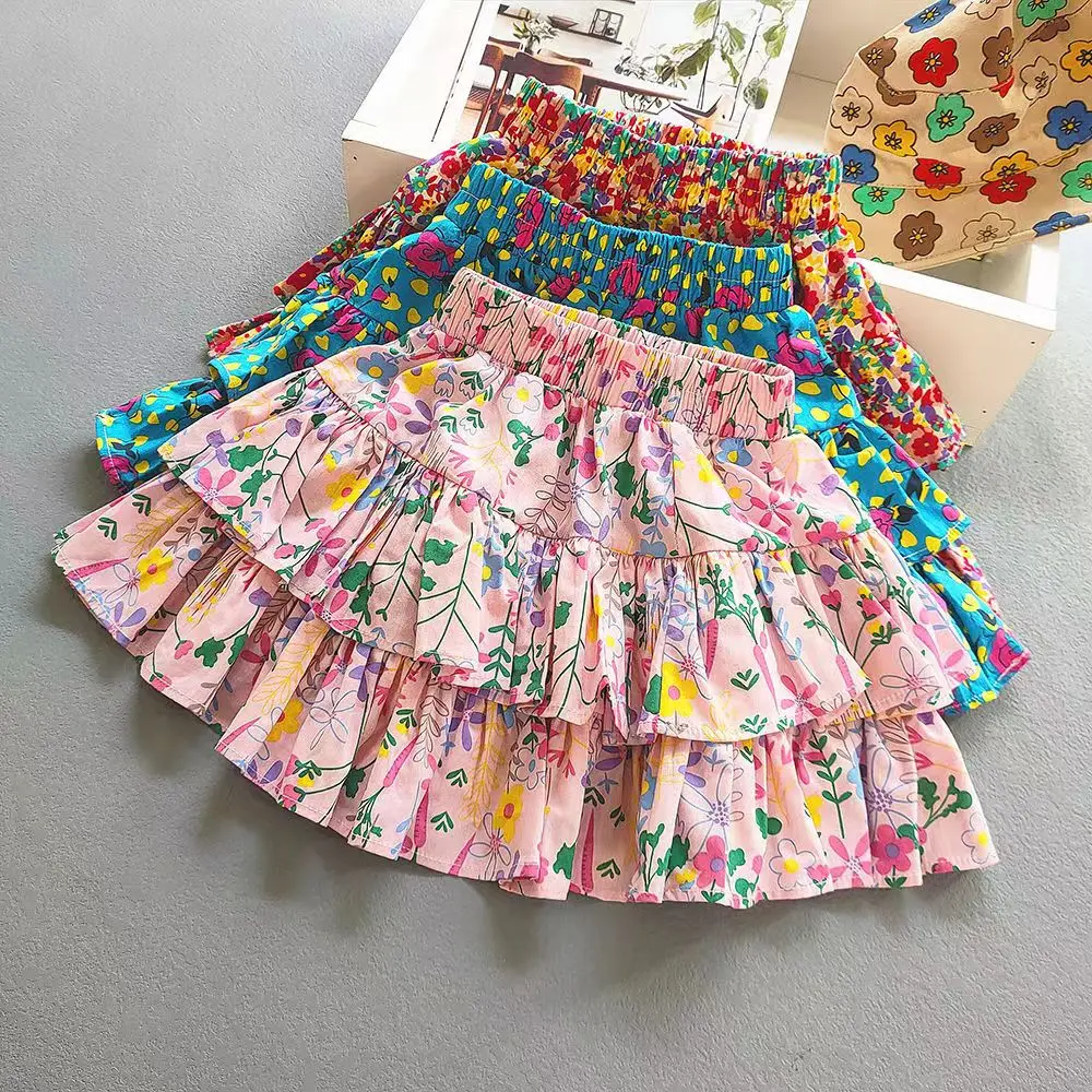 

Kids Girls Ruffle Edge Cake Skirt Summer Cute Princess Skirt Childrens Cotton Printed Skirt Girl Baby Half Skirt 2 4 6 T