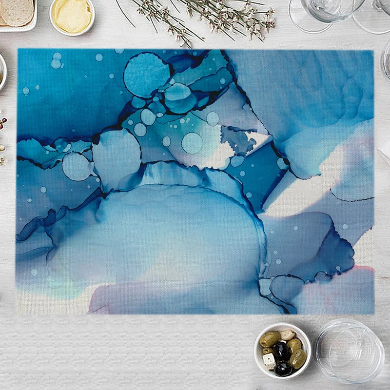 Синяя мраморная кухонная подставка чернила радужного цвета коврик для