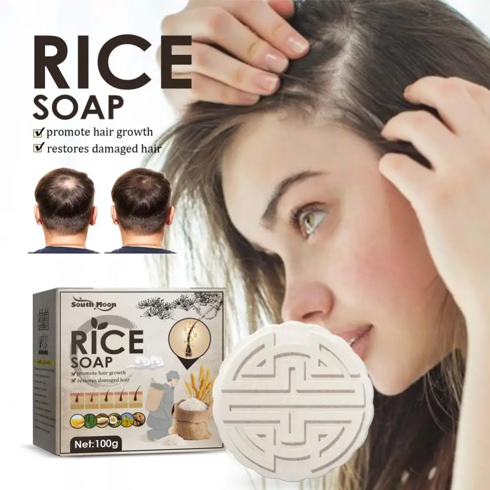 

Rice Shampoo Bar Anti-Hair Loss Rice Water Natural Healthy Moisturizing Shampoos Hair Growth Shampoo Soap For Hair Care Smooth