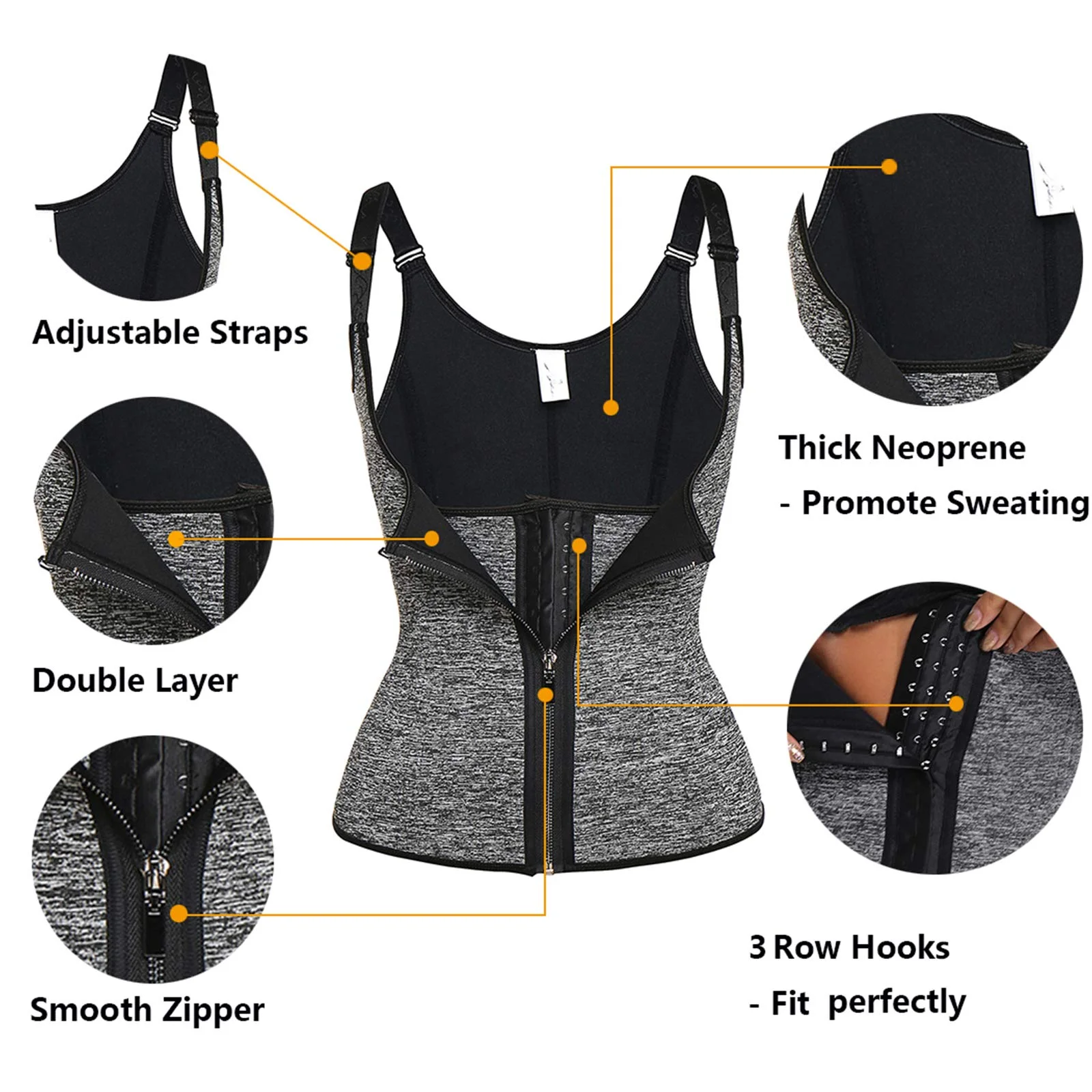 Waist Trainer Corset Vest Adjustable Workout Sweat Vest Tummy Control Shapewear Weight Loss Women Neoprene Sauna Suit Tank Top