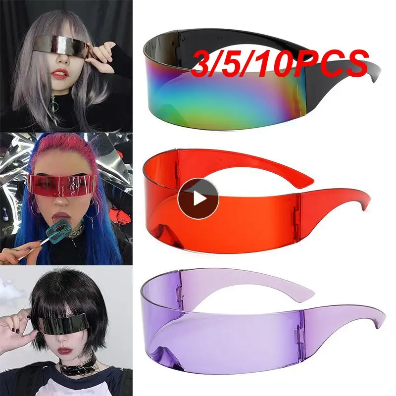 

3/5/10PCS Durable Party Glasses Visor Wrap Shield Personality Anti-uv Large Mirror Fashion Bike Equipment