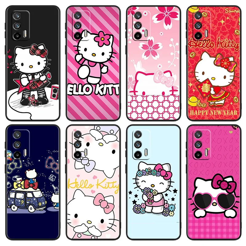 

Hot Hello Kitty Cartoon For OPPO Realme X50 X3 X2 GT2 Neo 3T Pro C35 C31 C30S C25S C21Y C15 C11 C3 C2 Black Phone Case