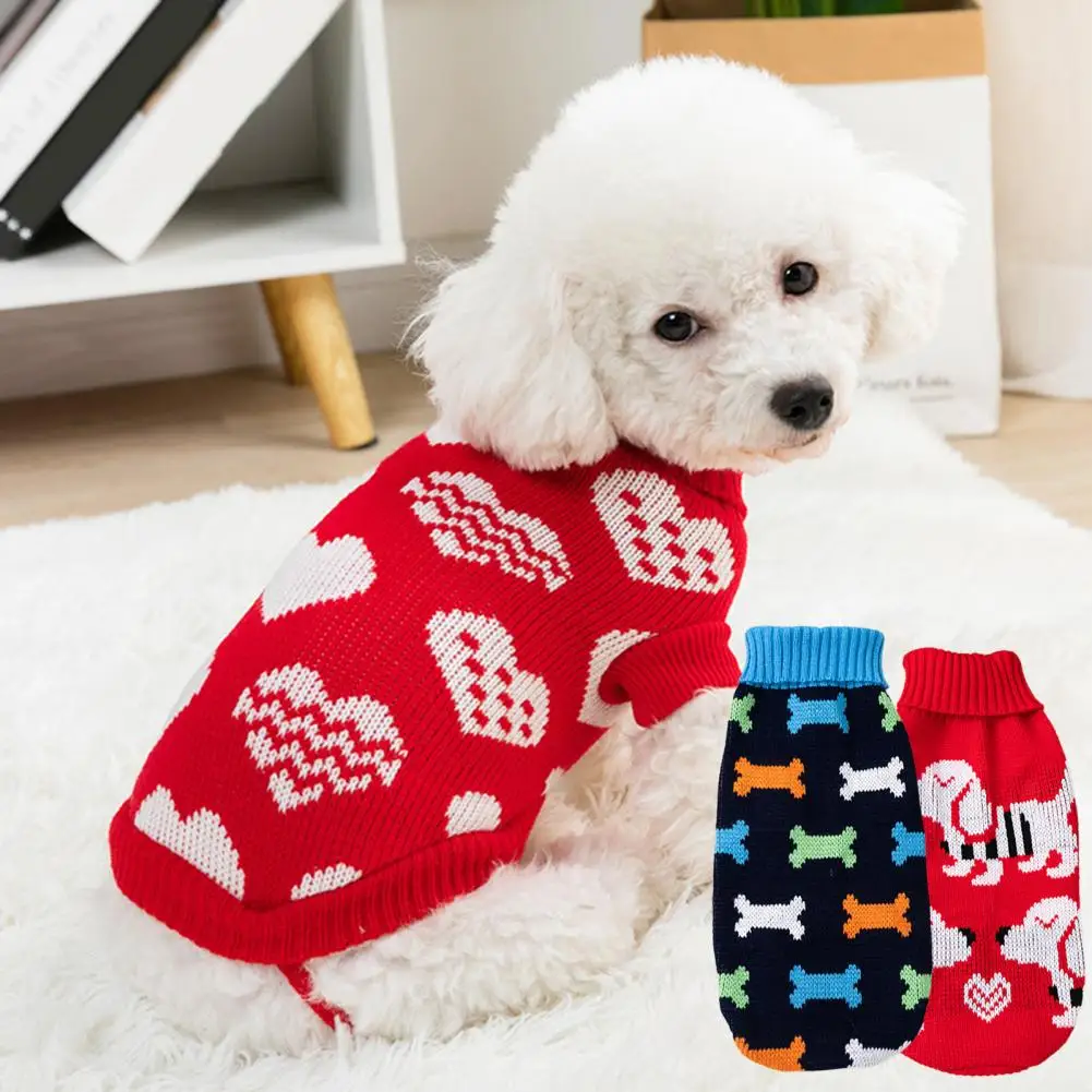 

Spring/Autumn Pet Clothes Lovely Thickening Comfortable Cartoon Print Dog Sweater Knitted Jumper French Bulldog Puppy Clothes