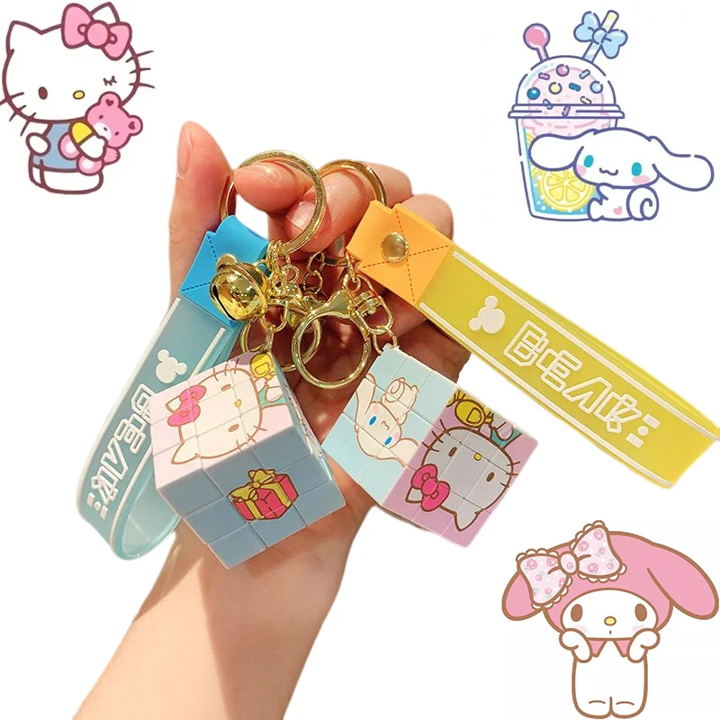 

Брелок Sanrio Hello Kittys, Кубик Рубика, милый аниме мой мелодия, Коричный узор, красота, подвеска, рюкзак, украшение для девочек