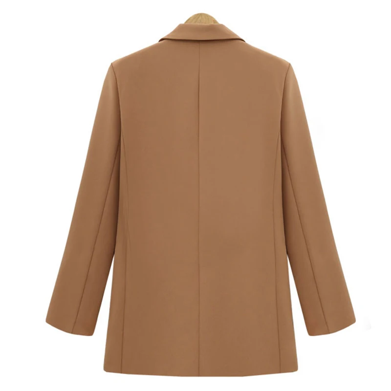 new Ladies Autumn and Winter Casual Blazer Solid Color Loose Loose Mid-length Women's Double-breasted Oversized Blazer Women