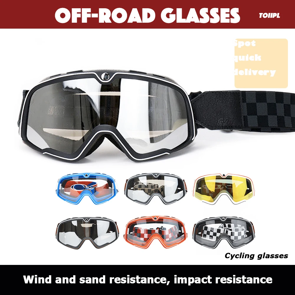 

Ретро мотоциклетные очки TOIIPL, лыжные очки, солнцезащитные очки для мотокросса, винтажные очки, шлем, гоночный велосипед, гоночный велосипед, чоппер, MTB