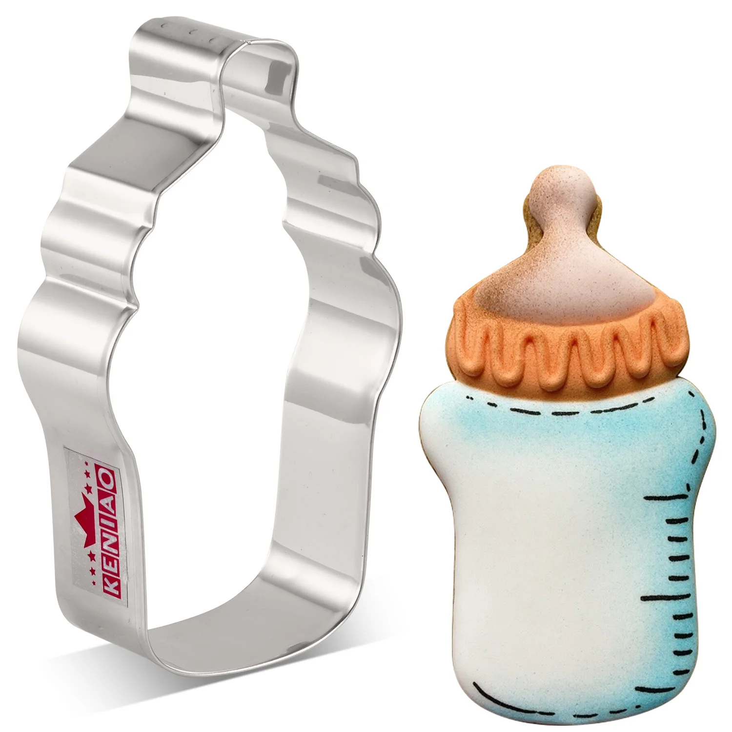 

KENIAO Feeding Bottle Cookie Cutter - 11 CM - Baby Shower Biscuit Fondant Pastry Molds - Stainless Steel