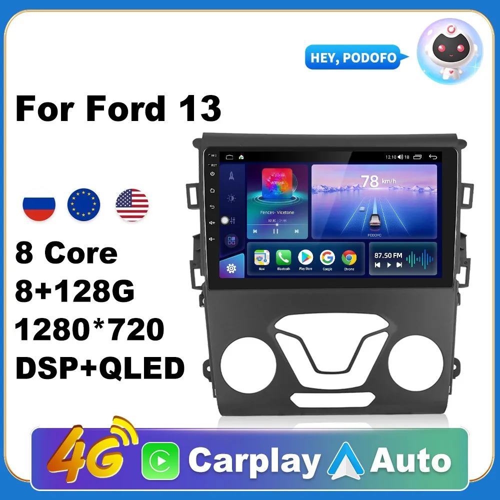

AI Voice Android Carplay Car Radio For Ford Mondeo 2013 2din Android Auto 4G Multimedia Navigation GPS autoradio DSP