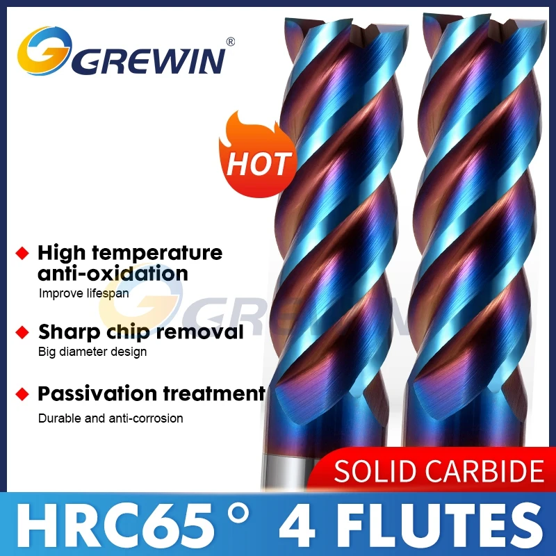HRC65 4 Flutes Solid Carbide End Mills for Stainless Steel Cutting/CNC Center Carbide Milling Cutter