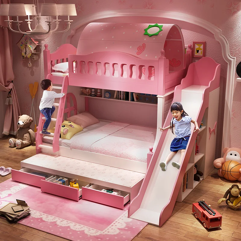 

Up and Down Bed Children's Bed Adult Bunk Bed Princess Bed Sliding Ladder Mother High-low Bed Multifunctional Two Child Bed Room
