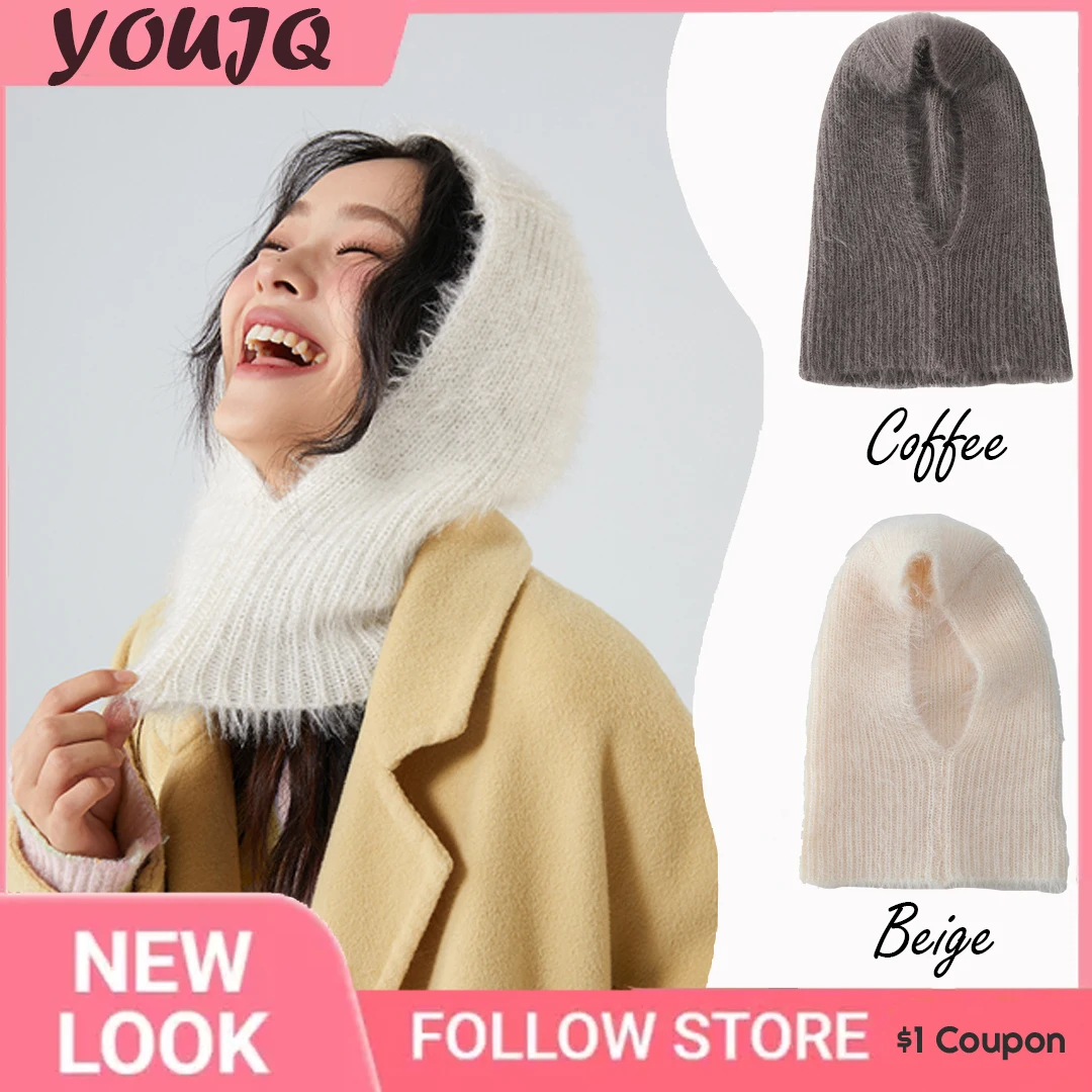 

Шапка Y2K из искусственного меха норки, зимняя теплая шапка унисекс с капюшоном, шейный воротник, шарф, шапка для мужчин и женщин, лыжная шапка...