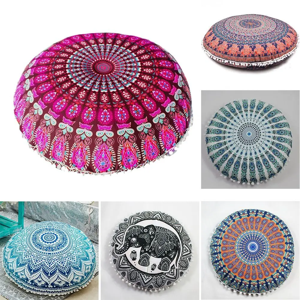 

43CM Bohemian Cushion Cover Round Mandala Pattern Pillowcase Floor Cushion Pillows Cover Furniture Backs Home Decoration