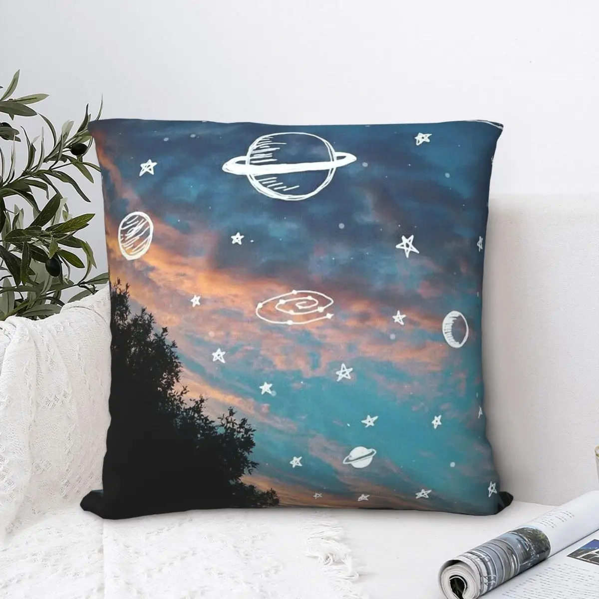 

Sunset Space Polyester Cushion Cover Livingroom Office Decorative Breathable Cojines Decorativos