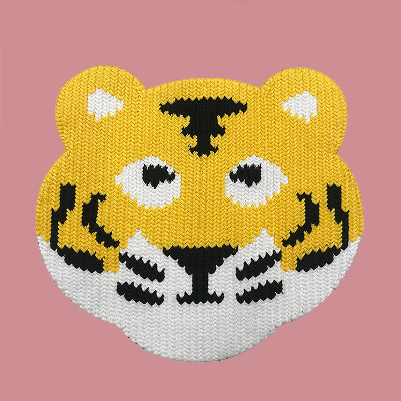 New High Quality Embroidery Animal Patches Applique for Clothing Jacket Sew on Tiger Head Badge