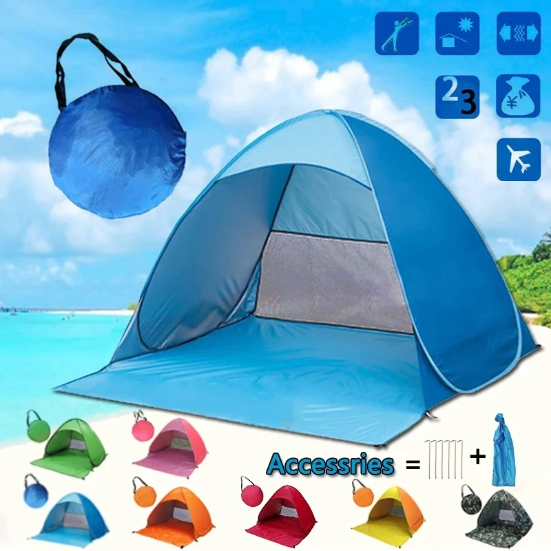

Automatic Instant Pop Up Tent Potable Beach Tent Lightweight Outdoor UV Protection Camping Fishing Tent Cabana Sun Shelter 2022
