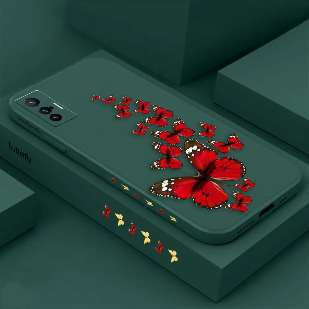 

Red Yellow Butterfly Phone Case For VIVO X90 X80 X70 X60 X50 X30 X27 X23 X21S X21I X70T X60T X51 X21IA PRO PLUS 5G Cover Fundas