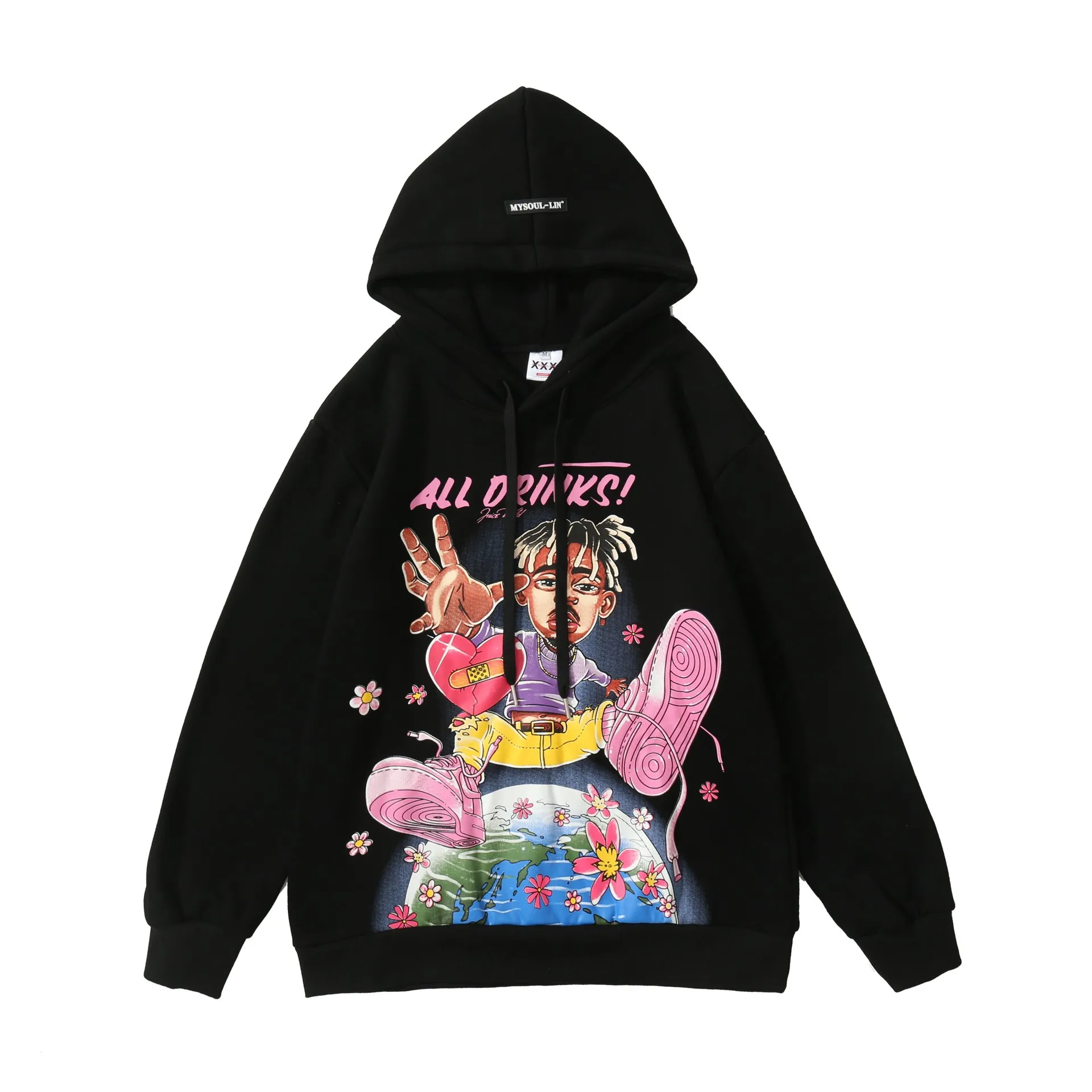 

Осенне-зимний тренд в стиле хип-хоп в стиле ретро забавная двухмерная свободная флисовая толстовка с принтом персонажа для мужчин и женщин