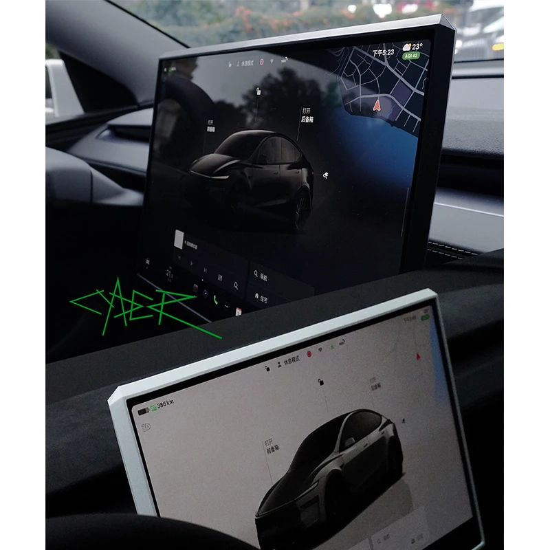 Фото Защитная силиконовая рамка-накладка для навигационного экрана Tesla Model 3 Highland Y Juniper 2023-2025 №5