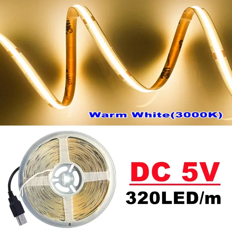 

Светодиодная лента COB 320LED/м 5V теплый/холодный/дневной свет