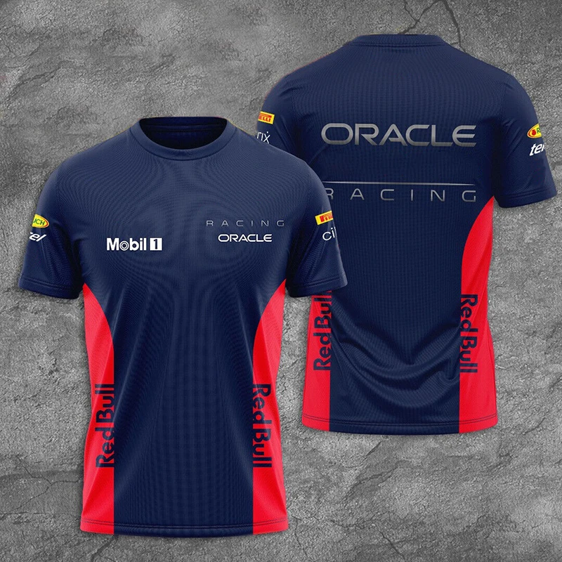 

2023 Summer Red F1 Racing Men's Leisure Print Short Sleeve/Bull Formula One Women's Sports Breathable Big T-shirt 6XL