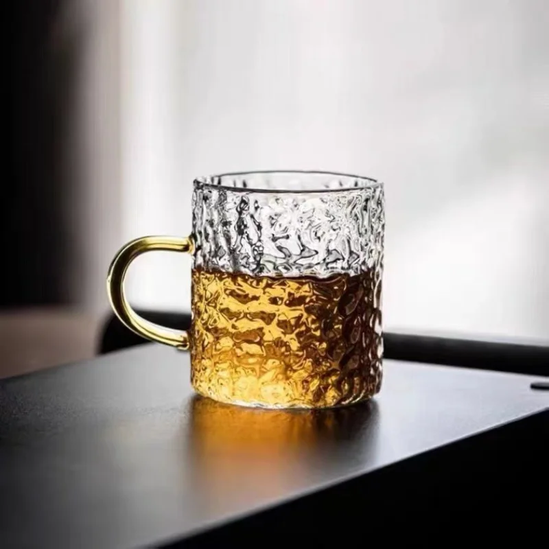 

Утолщенная термостойкая стеклянная чайная чашка в японском стиле с узором в виде молотка и глаз с ручкой, стандартный чайный набор, маленьк...