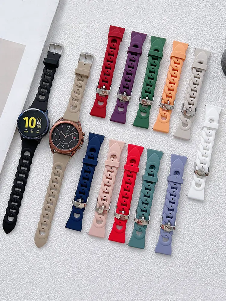 

For Samsung Galaxy Watch 5/4/Classic/3/42/mm/46mm/S3/Active 2 20mm 22mm Ladys Silicone Wrist Bracelet Watch 5 Pro 45mm Strap