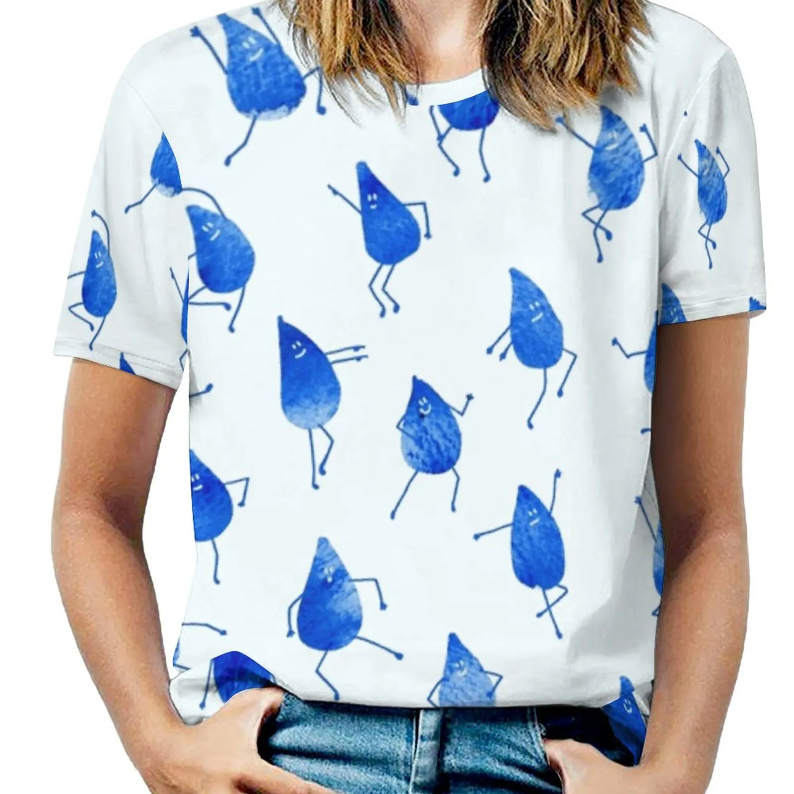 

Женская футболка с круглым вырезом, коротким рукавом и принтом