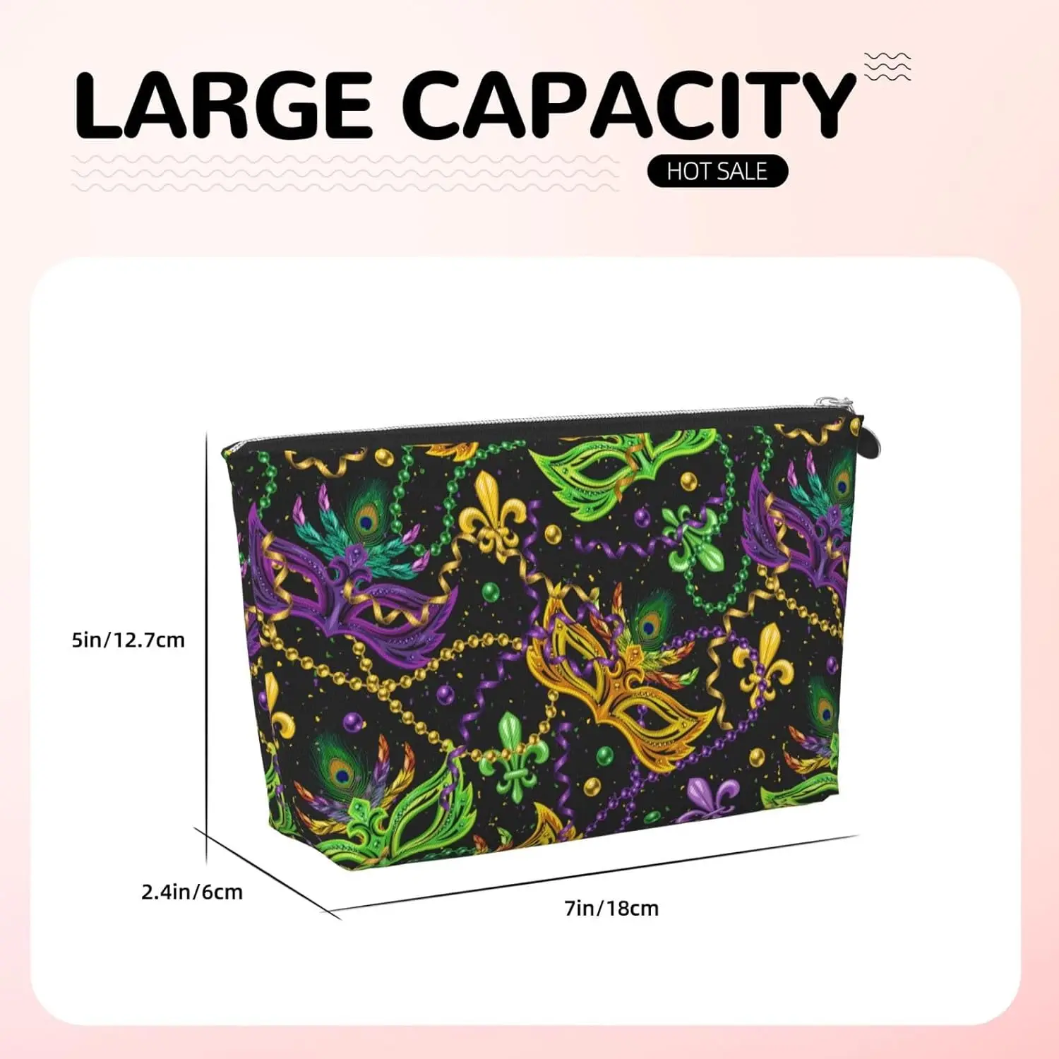 Mardi Gras Surface Косметичка Женская дорожная косметичка Кожаная водонепроницаемая Все