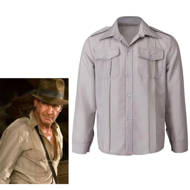 Костюм для косплея из фильма Индианы Джонса мужские рабочие рубашки с длинными