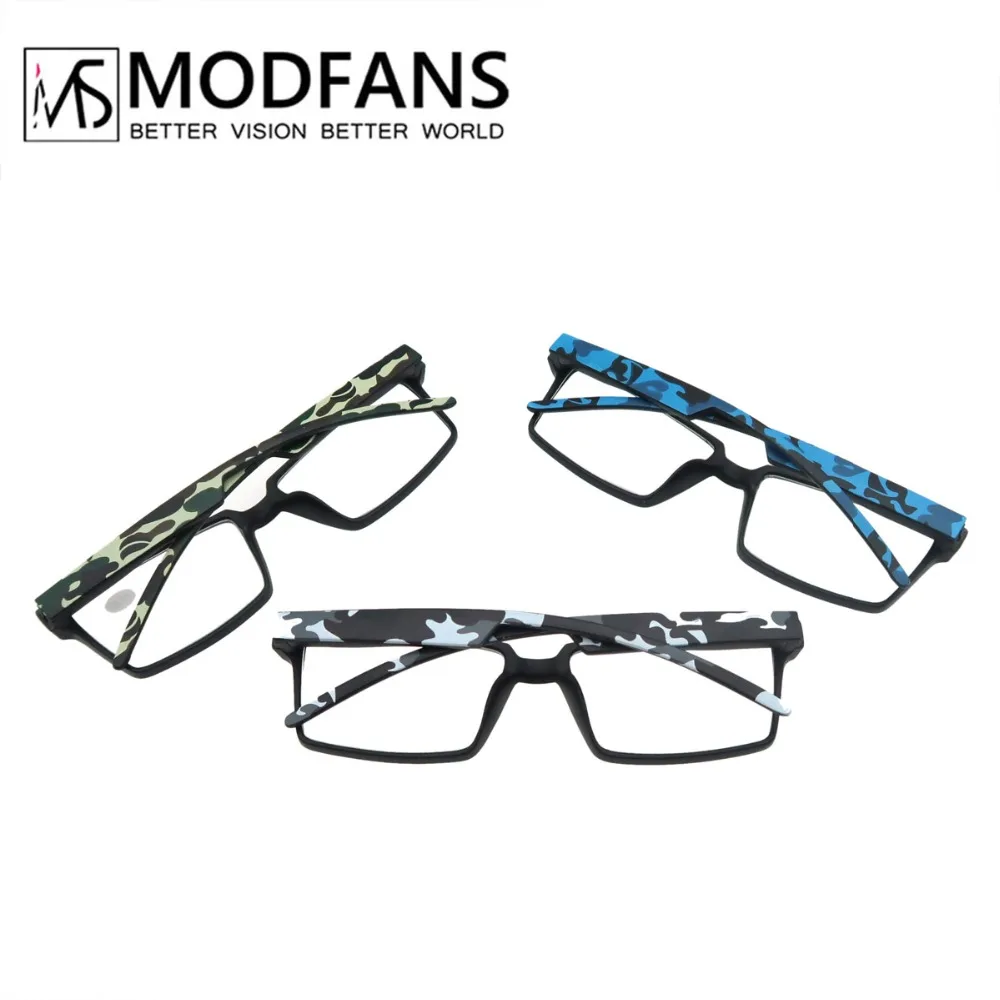 

MODFANS Men Rectangle Reading Glasses Square Camouflage Large Frame For Male Presbyopic Quality Eyeglasses With Diopter