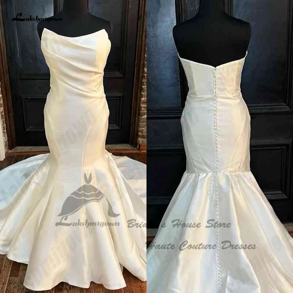 

Lakshmigown Plus Size Satin Wedding Dresses Mermaid 2024 Off The Shoulder Modest Women Bridal Gowns Vestidos de noivas
