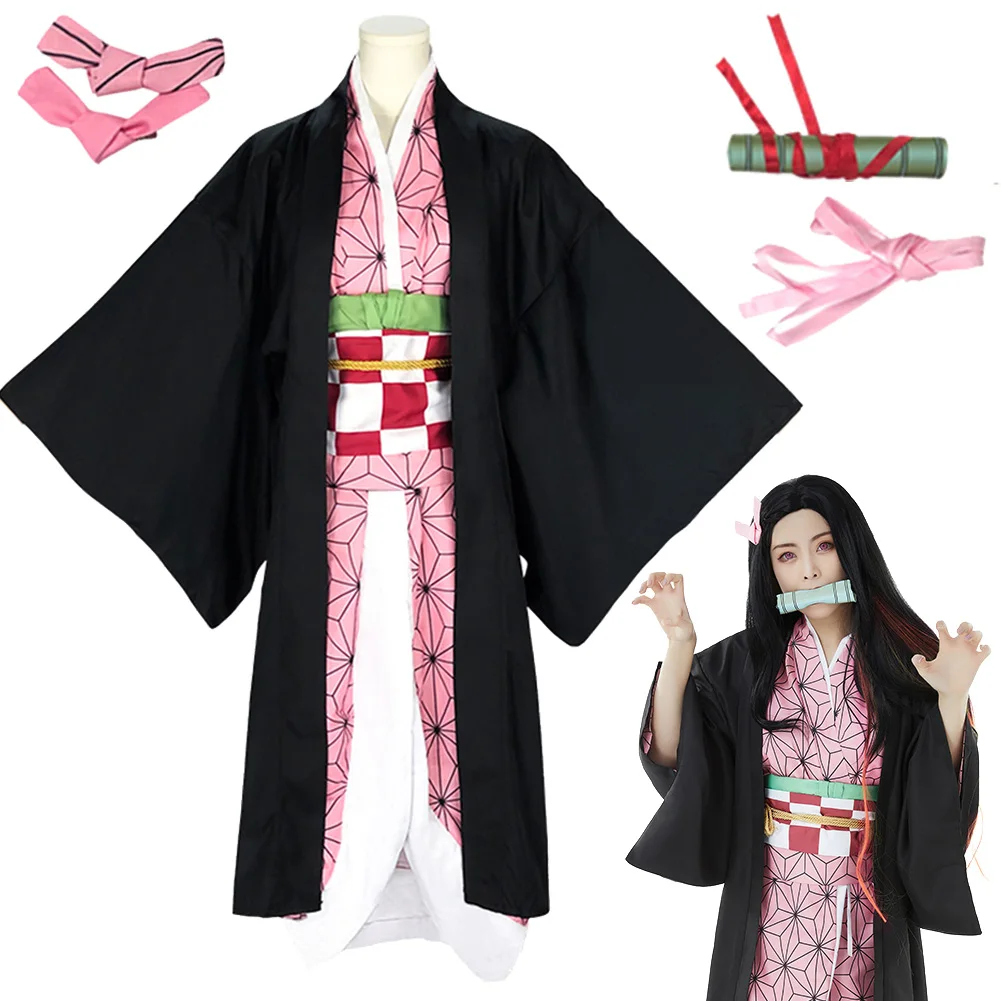 Женский костюм-кимоно для косплея Nezuko костюм аниме дьявола убийцы взрослых