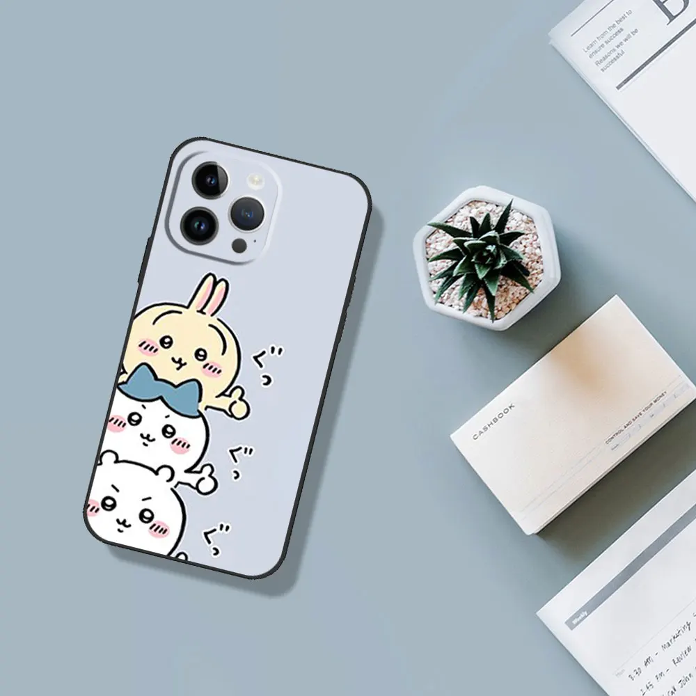 Cute C-Chii K-Kawa Catroon Phone Case For Samsung A03 A04 A05 S A13 A14 A22 A34 A53 4G5G S22 S23 ULTRA Black Soft Silicone Cover