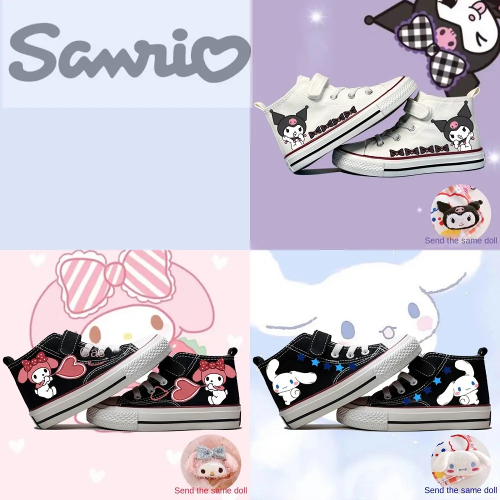 

Sanrios Anime Kawaii My Melody Cinnamoroll Kuromi Girls' Canvas Shoes Spring Autumn Style Gao Bang Leisure Motion Flats Gift