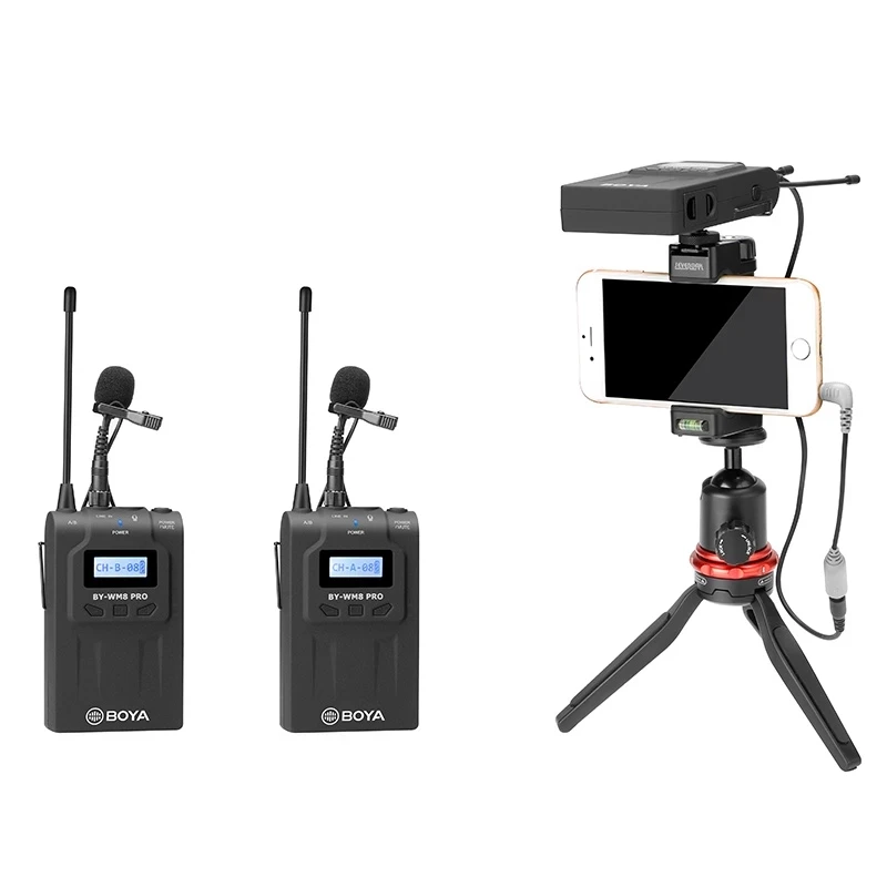 BOYA BY WM8 Pro K1 K2 Dual-Channel UHF Wireless Lavalier Lapel Microphone System for Iphone Android Camera Interviews Stage images - 6