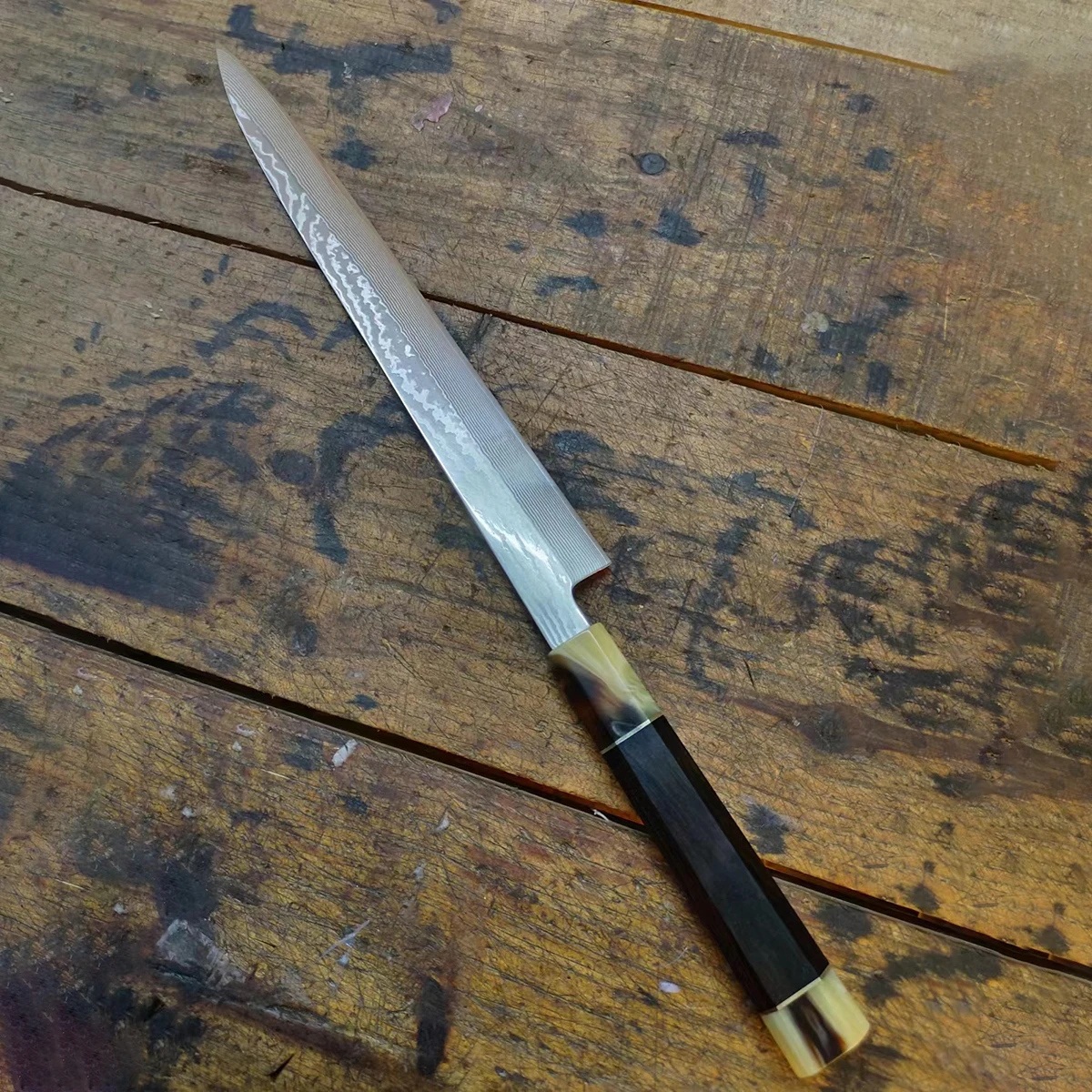 

Sashimi Knife 10Cr15MoV Damascus Steel Single-edged Blade Chefs Cleaver Tynny Ham Slicing Sushi Yanagiba Kiritsuke Kitchen Knife