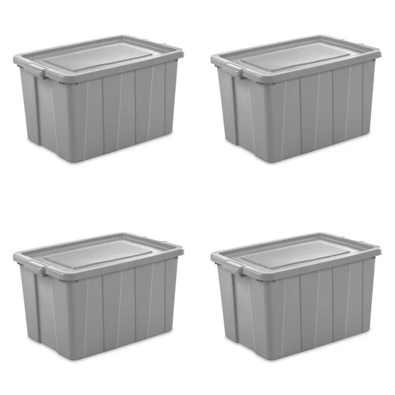 

Sterilite 30 Gallon Tuff1 Tote Plastic, Cement, Set of 4