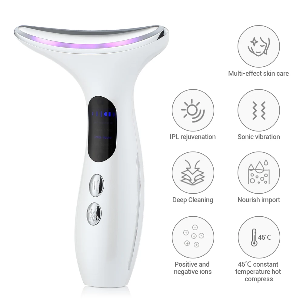 Neck Beauty Device EMS Micro-current LED Photon Firming Rejuvenating Anti Wrinkle Thin Double Chin Skin Care Facial Massager images - 6