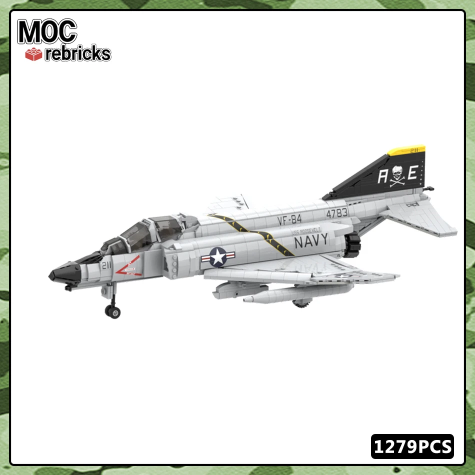 

Military Fighter Series F-4 Aircraft MOC Building Block Technology Collection Experts DIY Model High Difficulty Brick Toys Gifts