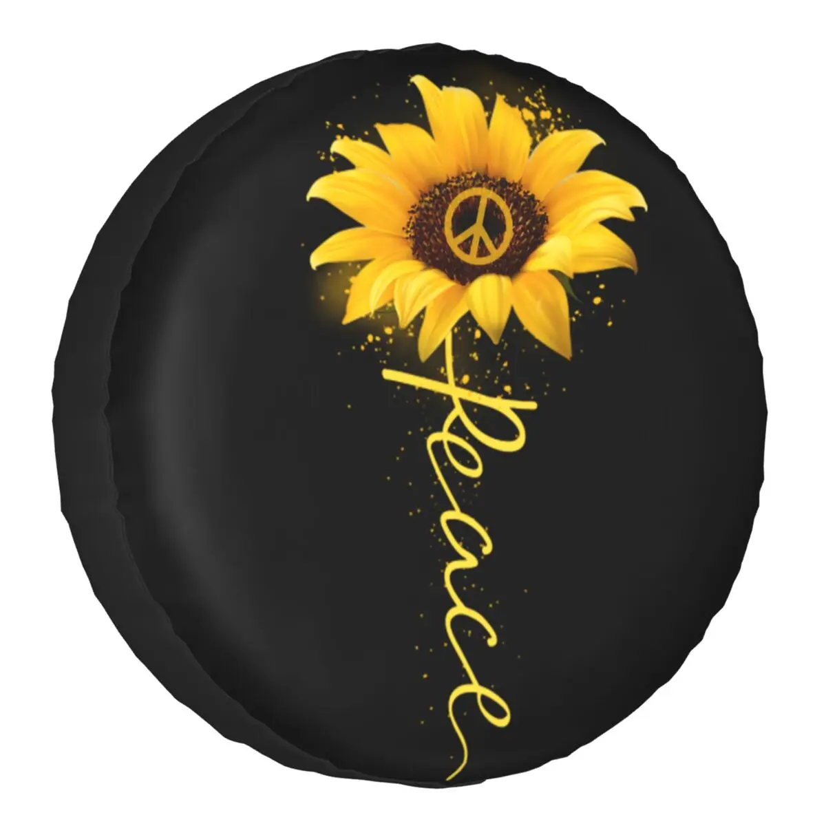 

Peace Sunflower Spare Tire Cover Case Bag Pouch Weatherproof Beautiful Wheel Covers for Jeep Hummer 14" 15" 16" 17" Inch
