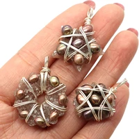 pentagram round resin pendant 10 50mm wire inlaid color pearl charm fashion jewelry making diy necklace earring accessories 1pcs