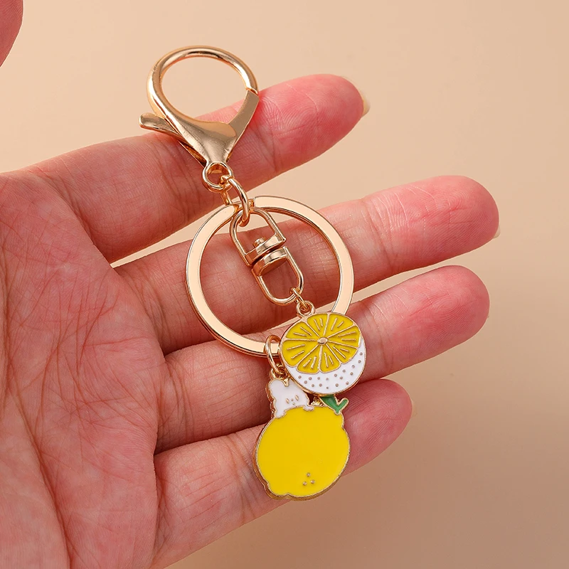 Милый брелок с фруктами клубникой лимоном эмалью едой пончиком жареным яйцом