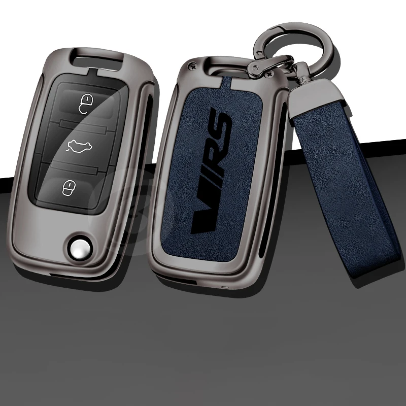 

Zinc Alloy Car Smart Remote Key Case Cover for Skoda Virs Protective Key Full Shell with Keychain Keyless Interior Accessories