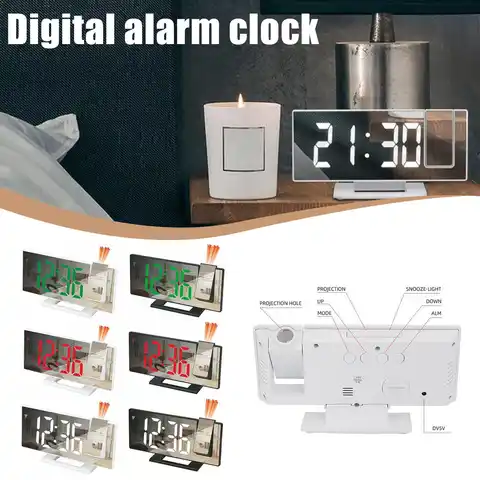 СВЕТОДИОДНЫЙ цифровой проекционный будильник для спальни проекция на потолок электронный проектор времени двойной громкий прикроватный б...