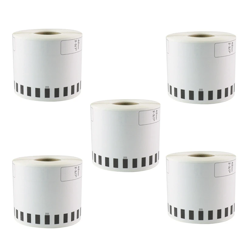 

5 Refill Rolls Compatible DK-22205 Label 62Mmx30.48M Continuous Compatible For Brother Label Printer White Paper DK22205