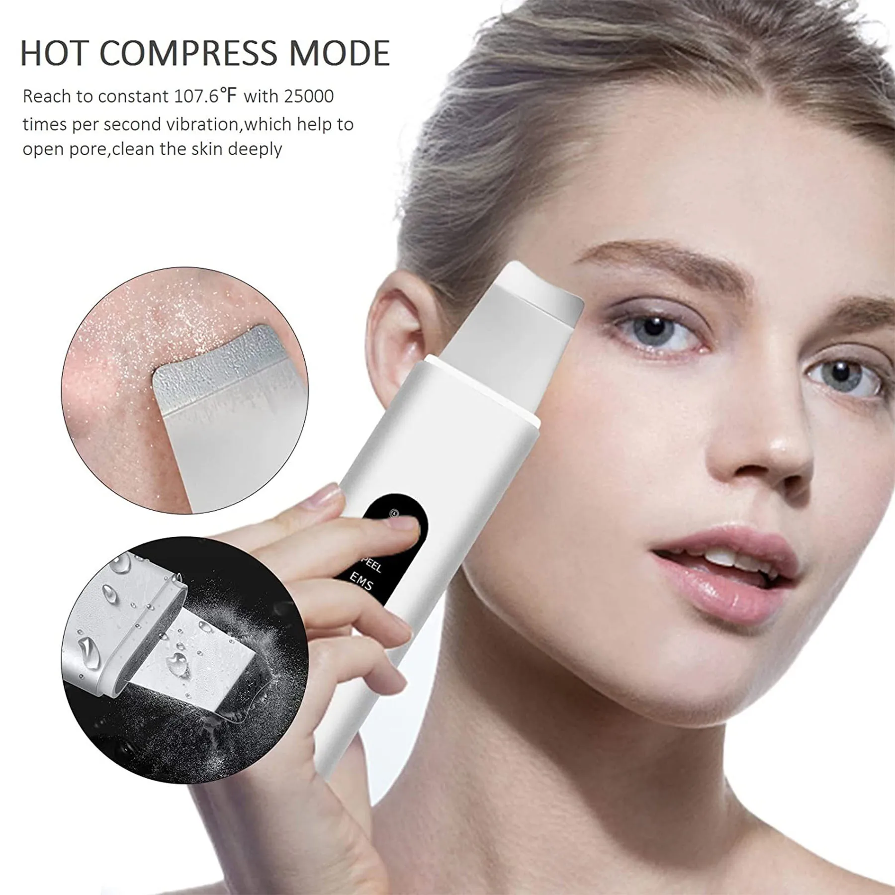 

Ultrasonic Skin Scrubber Blackhead Wrinkles Remover Skin Spatula Facial Massage Cleaning Tool Beauty Instrument for Home