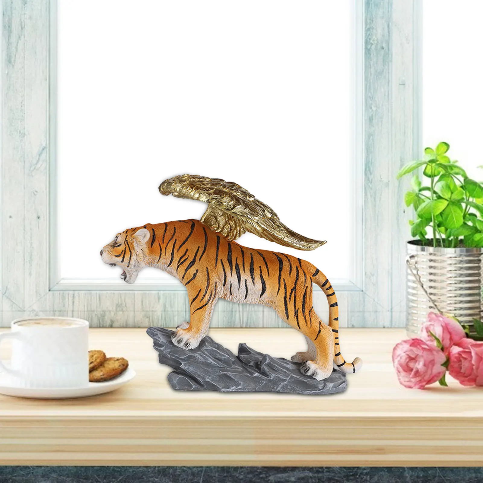 

2022 Golden Zodiac Tiger Statue Chinese New Year Tiger Figurine Resin Collectible Lion Figurines Lucky Table Decor For Home And
