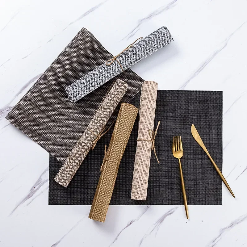 

2 Pieces PVC Placemat, Non-Slip Waterproof Black Insulation Mat, Western Placemat, Tray Mat, Bowl Mat, Coaster Kitchen Table Mat