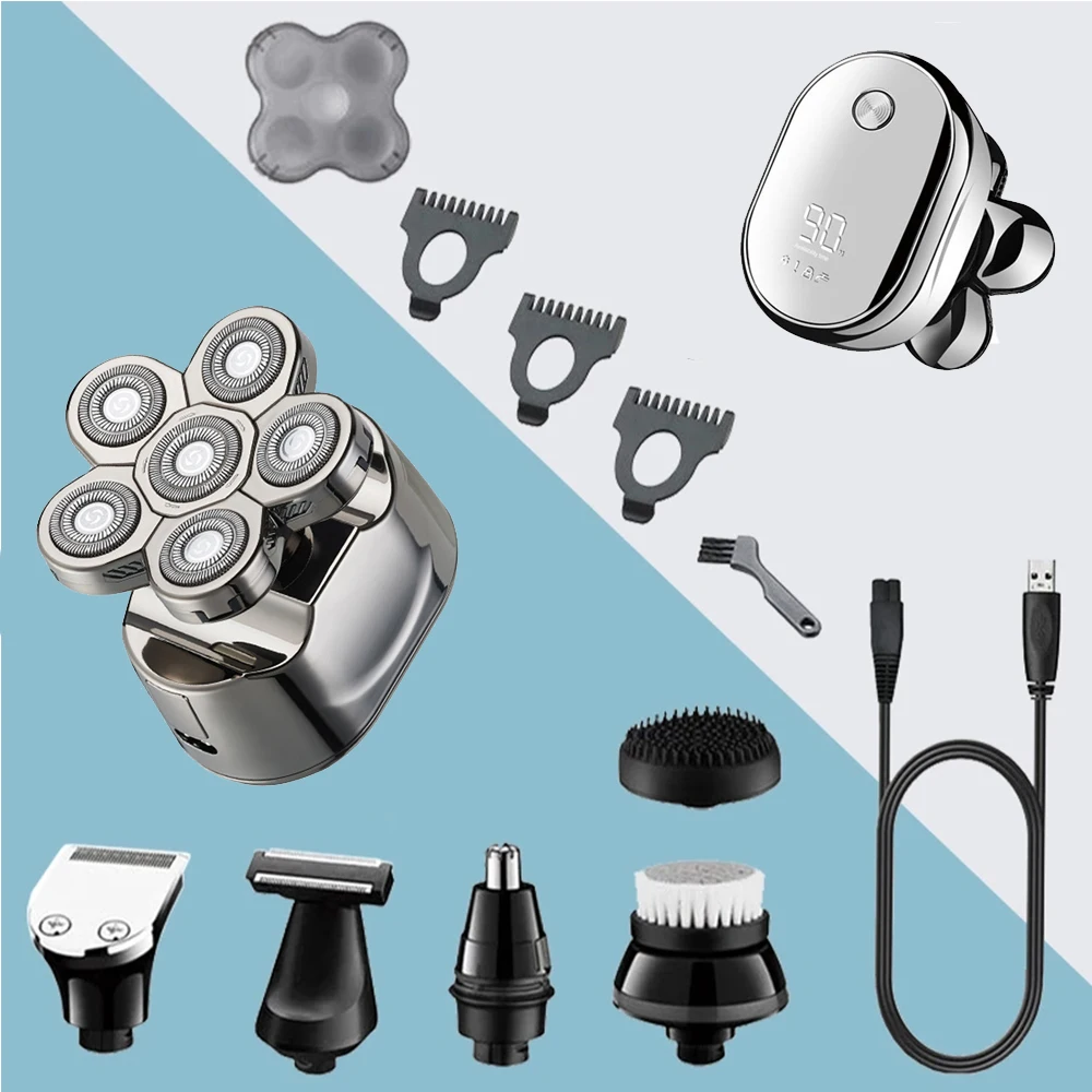 6 Blades Waterproof Rechargeable Multifunctional Razor Nose Hair Trimmer Wet & Dry Razor Beauty Kit