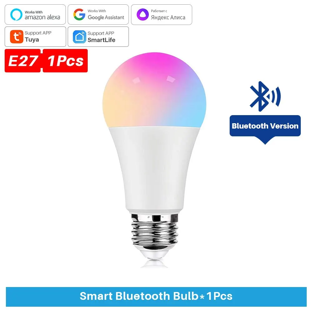 

Умная Светодиодная Лампа Tuya Bluetooth E27 RGB С Регулируемой Яркостью, Домашний Декор, Лампа Для Гостиной